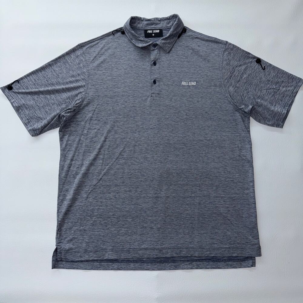 FULL SEND Nelk Boys Golf Polo Shirt Men's XL Grey Heathered Short Sleeve Stretch